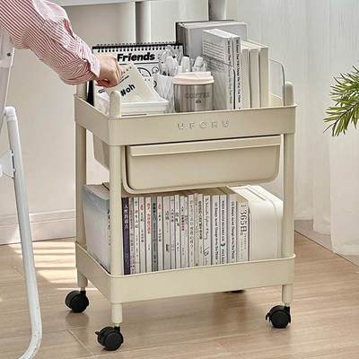 书架落地置物架可移动带轮书桌旁放书本收纳架简易办公室多层书柜