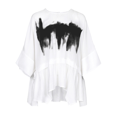 odbo/欧迪比欧喇叭袖T恤