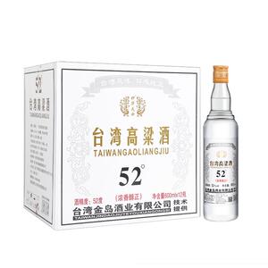 台湾高粱酒52度浓香型纯粮白酒600ml*12瓶整箱装