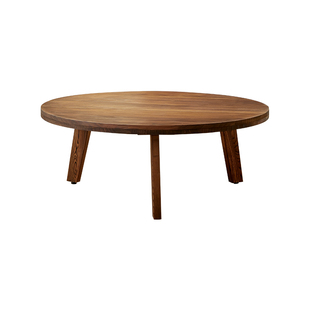 全实木圆形矮茶几侘寂风老松木客厅圆桌组合矮几沙发桌落地子母桌