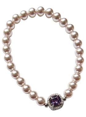 曼塔玫瑰色施家珍珠手链轻奢小众时尚方糖锆石手链女高级感小香风