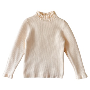 女童花边领一体绒毛衣2025冬款女宝甜美针织衫儿童百搭毛线衫上衣