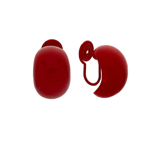 高级感红色弧形耳钉女简约现代光滑釉面无耳洞耳夹气质小众感耳饰