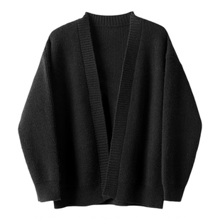 LUUD 百搭极简风无扣V领针织开衫男士抗起球保暖毛衣外套披风秋冬