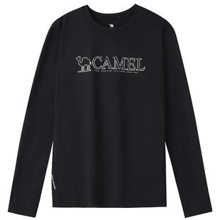 骆驼男装速干长袖圆领卫衣男运动春防紫外线弹力修身内搭打底T恤