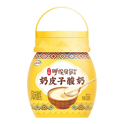 伊利宫酪呼伦贝尔菌株大奶皮子酸奶520g*3杯