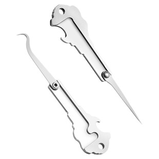 304扣牙神器高级牙签不锈钢小刀剔牙随身超细防塞牙钩勾针可开瓶