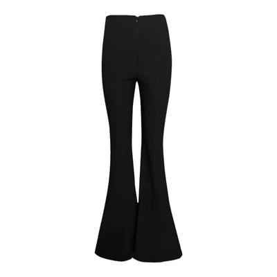 杨杨 黑色弹力喇叭休闲裤女春秋立体裁剪显瘦显腿长垂感拖地长裤