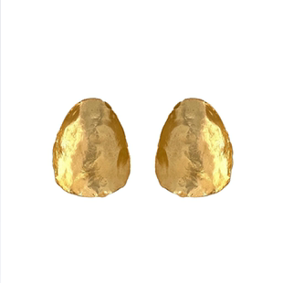 S925银针ABOA小众冷淡风不规则圆片极简手工肌理感抽象耳环耳饰女