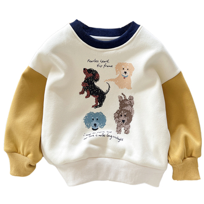 一体绒儿童卫衣秋冬卡通保暖上衣