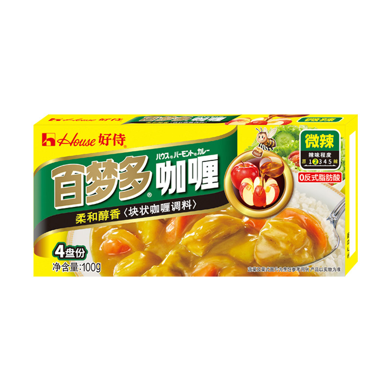 【蓝色禁区】好侍百梦多咖喱块日式家用咖喱调味料 微辣100g