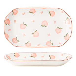 鱼盘家用新款陶瓷长方形蒸鱼盘创意餐盘日式可爱大号盘子菜盘餐具