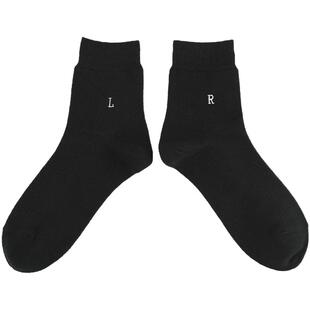 Tabio左右刺绣袜子男秋冬透气高弹中筒袜日系百搭潮袜设计感男袜