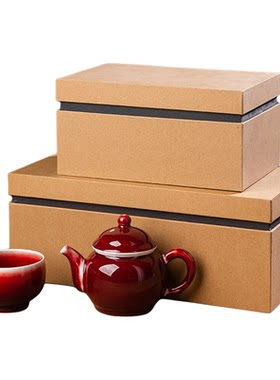 牛皮纸礼品盒定制茶杯花瓶礼品盒