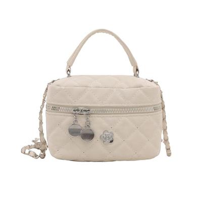 菱格链条斜挎包手提水桶包