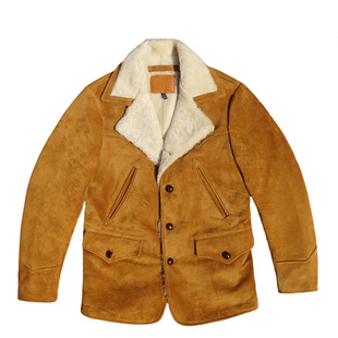 1件=2件【羊皮毛一体+头层牛皮】双层皮料美式复古农场主真皮大衣