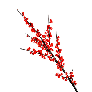 仿真北美冬青红果发财果长枝浆果假花欧式手感插花室内家居装饰品