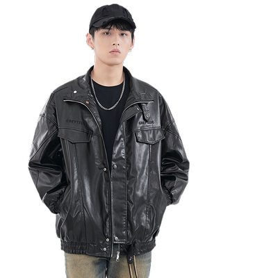 HomePanda黑色皮夹克男外套春秋