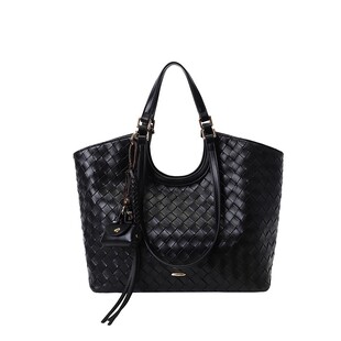 Chio’2nd托特包包女秋冬黑色编织包日常通勤百搭手提单肩通勤包
