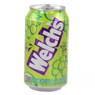 韩国威尔士果味碳酸饮料355ml罐原装进口威尔仕汽水草莓葡萄饮品
