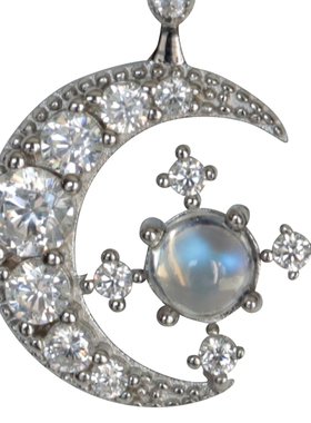 月光石项链女纯银月亮吊坠轻奢小众设计感潮饰品生日礼物送女朋友