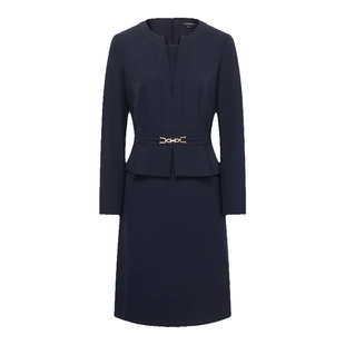 Scofield女装知性假两件连衣裙气质收腰职场通勤裙子秋季裙子