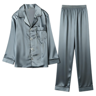 猫人冰丝睡衣男士春秋款夏季高级感薄款2025简约休闲家居服礼盒装