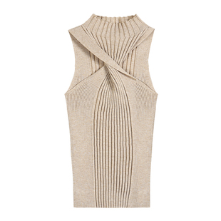 MULVAN 香肩美人|设计感交叉挂脖针织背心辣妹修身显瘦无袖上衣女