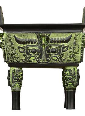 大号仿古青铜四方鼎装饰品办公室香炉摆商务酒店寺庙大型开业礼品