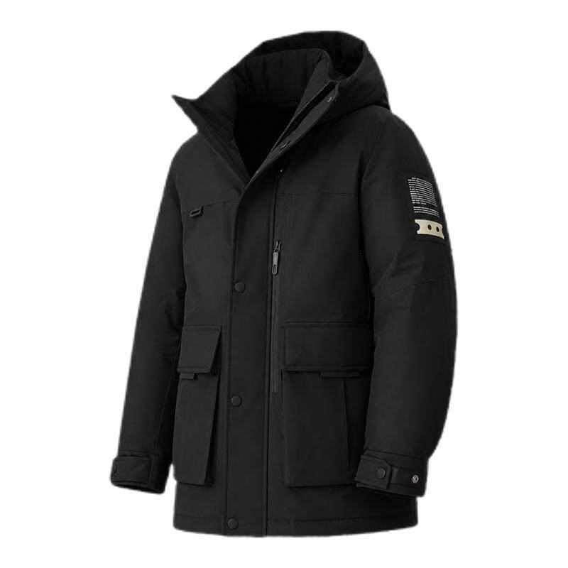 鸭鸭官方正品户外羽绒服男秋冬新品保暖拼色短款连帽90鸭绒外套