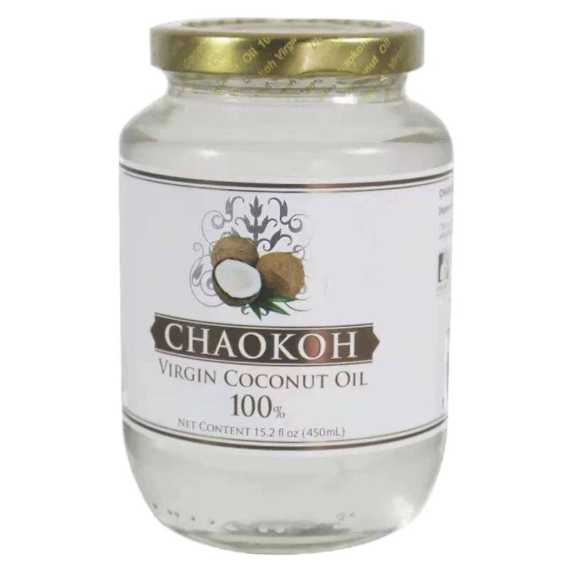 泰国原装俏果冷压初榨椰子油食用CHAOKOH椰油450ML生酮烘焙瓶装