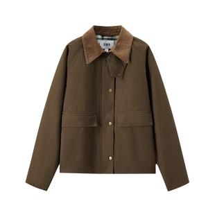 森马外套女巴恩风秋装早秋流行穿搭宽松上衣秋季灯芯绒翻领夹克