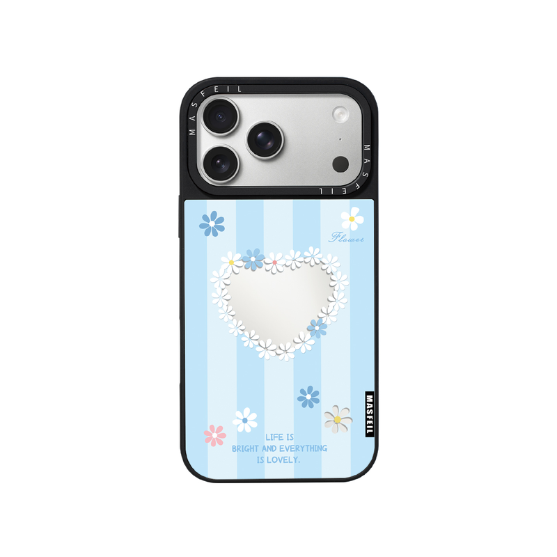 MASFEIL× 花间心语适用iPhone17Promax手机壳新款ip15磁吸带支架苹果16Pro套Jo5镜面夏天女高级感13pm全包14