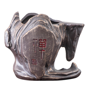 紫砂花盆家用复古兰花盆发财树盆景盆绿植假山异形陶瓷文竹造景盆