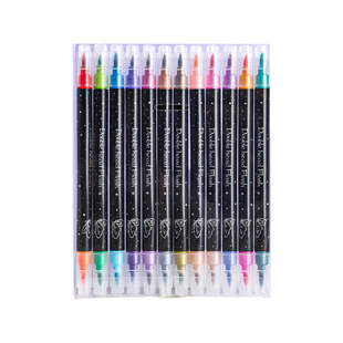 水彩笔荧光啫喱笔双头双色儿童闪光彩色笔小学生专用软头画画马克笔带闪粉彩色划重点记号笔手帐标记笔流沙笔