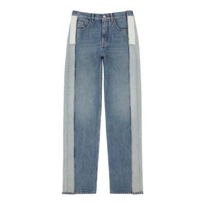 MM6拼接直筒牛仔裤裤子