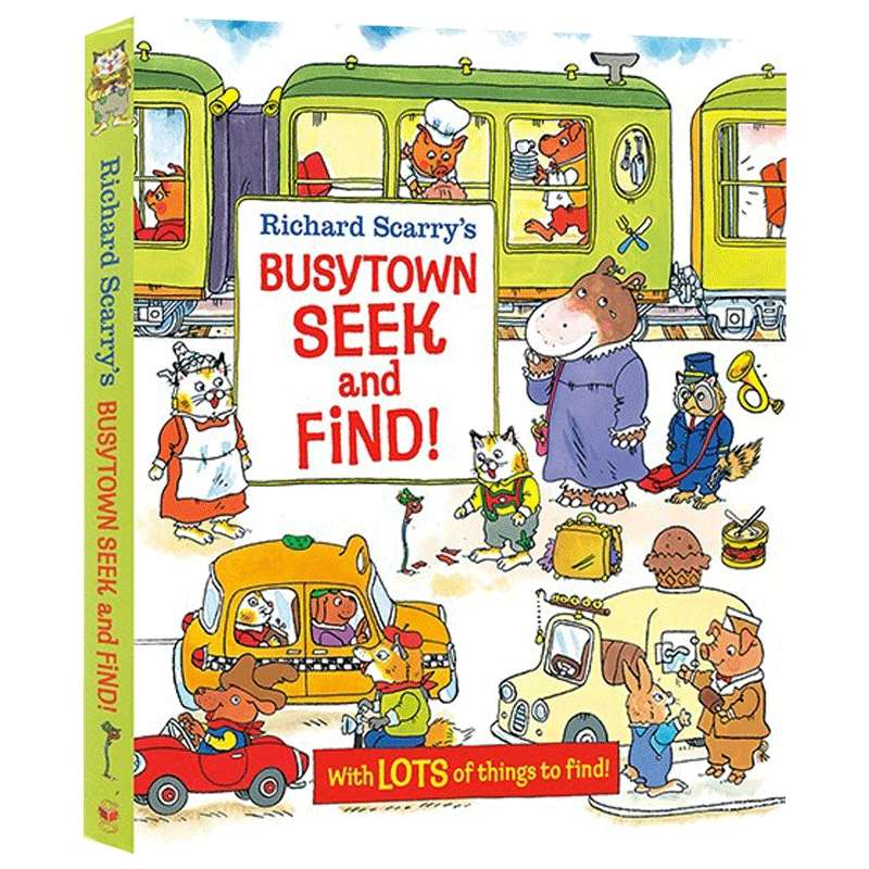 斯凯瑞词汇书 英文原版绘本 Richard Scarry's Busytown Seek and Find 纸板书找找书 英文版