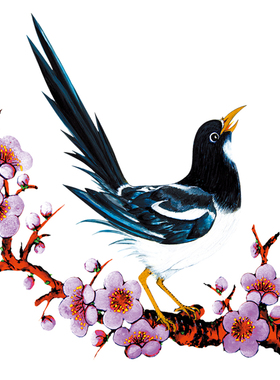 卫生间花鸟新中式装饰画防水贴纸