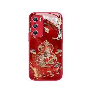适用敦煌祥马vivox300手机壳iqooneo11红色小米17promax马年oppofindx9国风x8新年s50喜庆x200本命年15玻璃14