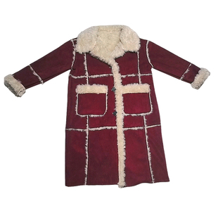 女童皮毛一体外套冬款2026新款中长款加厚羊羔毛翻领棉袄女孩大衣