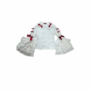 现货掉落《甜甜草莓园》小蛋糕Lolita原创设计风草莓重工姬袖衬衣