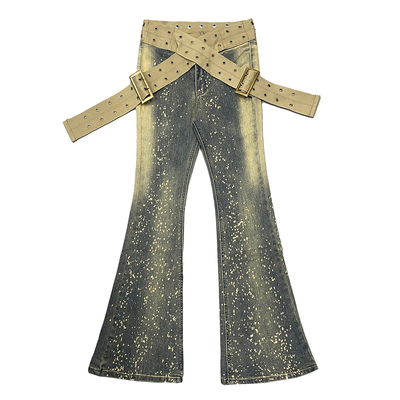 性感交叉腰带微喇裤女