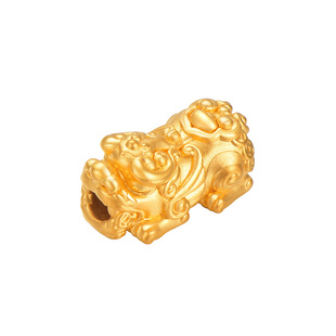 明牌珠宝硬金串珠 黄金吉运貔貅手串足金黑玉髓男女手链AFP0697