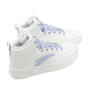 安踏高帮板鞋女冬季复古皮面保暖厚底2025秋冬新款百搭运动休闲鞋