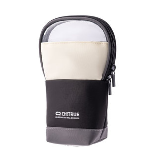 得力笔袋可立式竖翻高颜值文具袋小众设计感简约女初中生大容量牛津布笔盒男孩笔筒多功能文具盒拉链式站立式