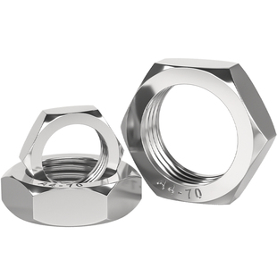 304/316L不锈钢细牙薄螺母六角螺丝帽M8M10*1M12M14M16M18M20*1.5