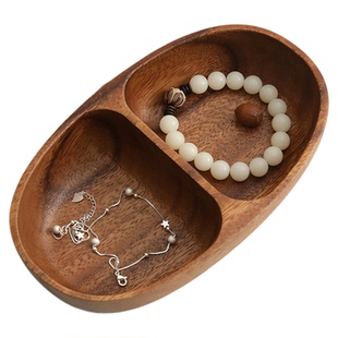 ins风木质桌面收纳盒玄关钥匙杂物首饰整理置物盘日式实木收纳盘