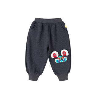 男童中国风裤子加绒拜年服唐装2026年新款龙年汉服宝宝红色裤子潮