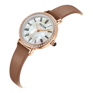 聚利时手表女款夏季新品珍珠母贝轻奢复古罗马字刻度石英女士腕表