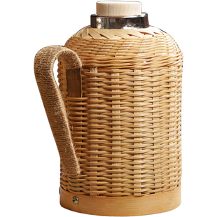 家用复古竹编暖壶 热水保温瓶文艺手工暖瓶 开水壶不锈钢玻璃内胆